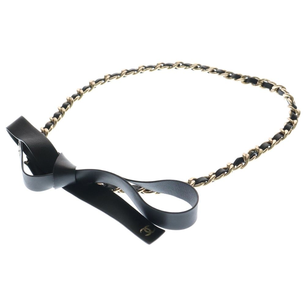 CHANEL シャネル ココマーク チェーンベルト ブラック ゴールド金具 レザー B20C