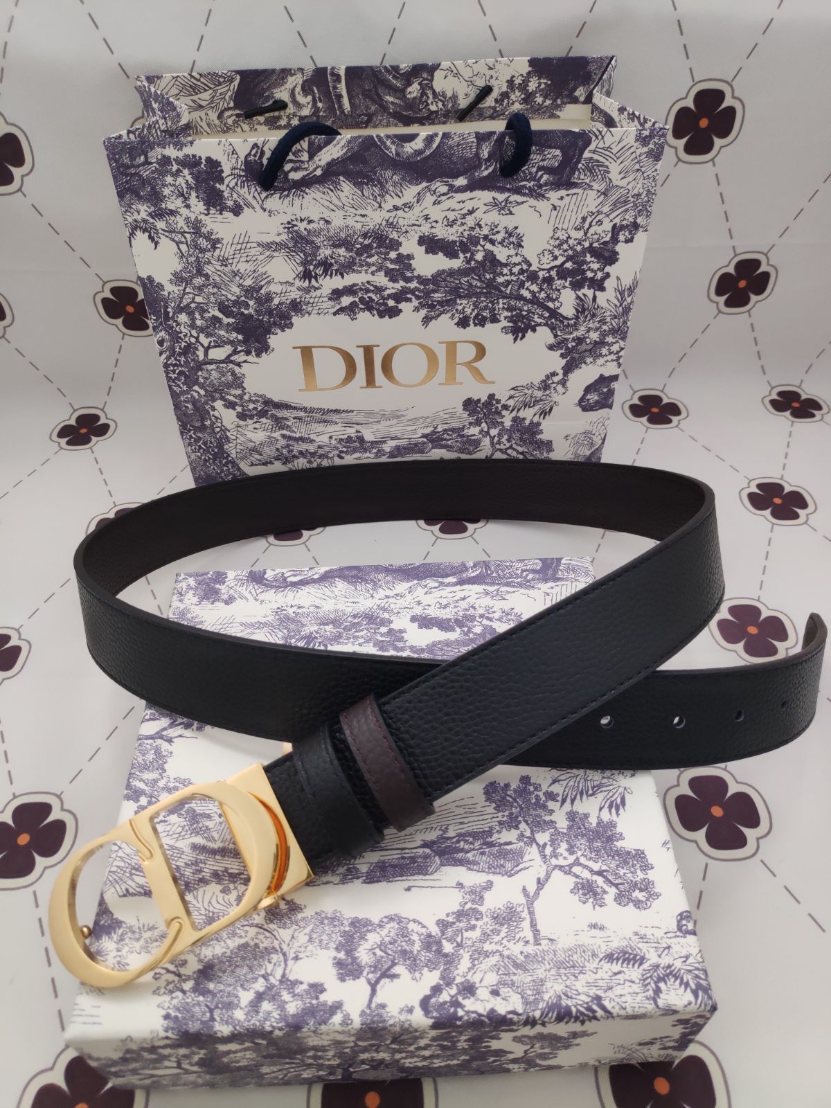 Dior ディオール 【美品】CD よき Icon ベルトバックル・スムースカーフスキン & ディオール オブリーク ジャ