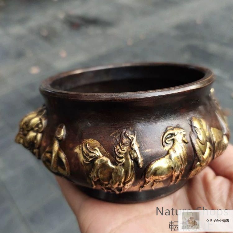銅細工 十二支薫香炉 三足檀香炉 仏堂 香道具 装飾品 工芸品 美術品 置物 銅細工 十二支薫香炉 三足檀香炉 仏堂 香道具 装飾品 工芸品