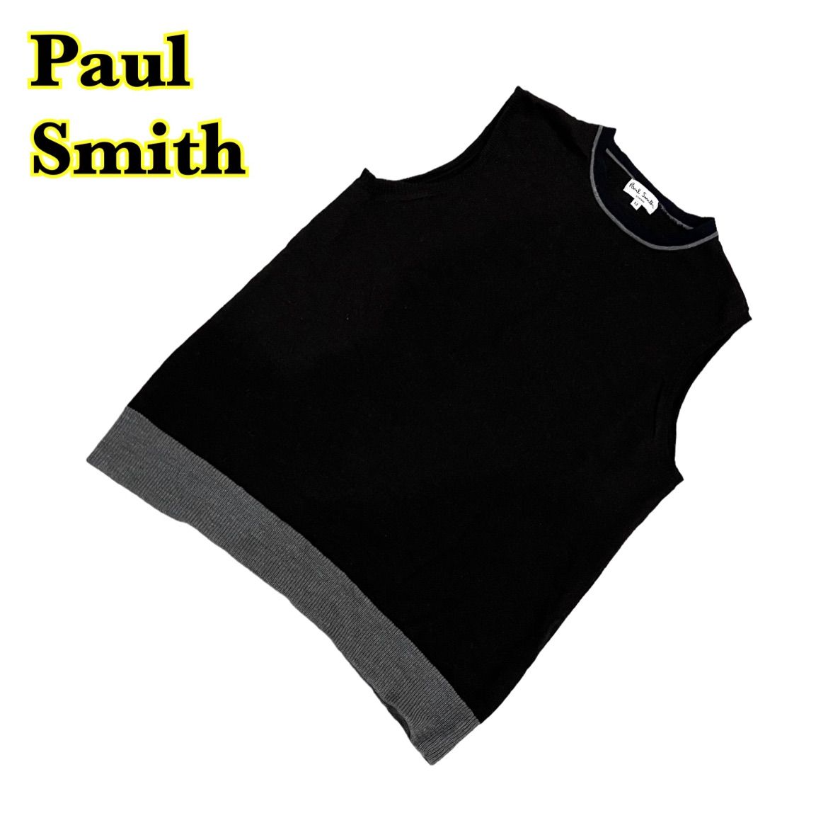 PaulSmith ポールスミス ニットベスト 薄手 黒 ウール レディース M