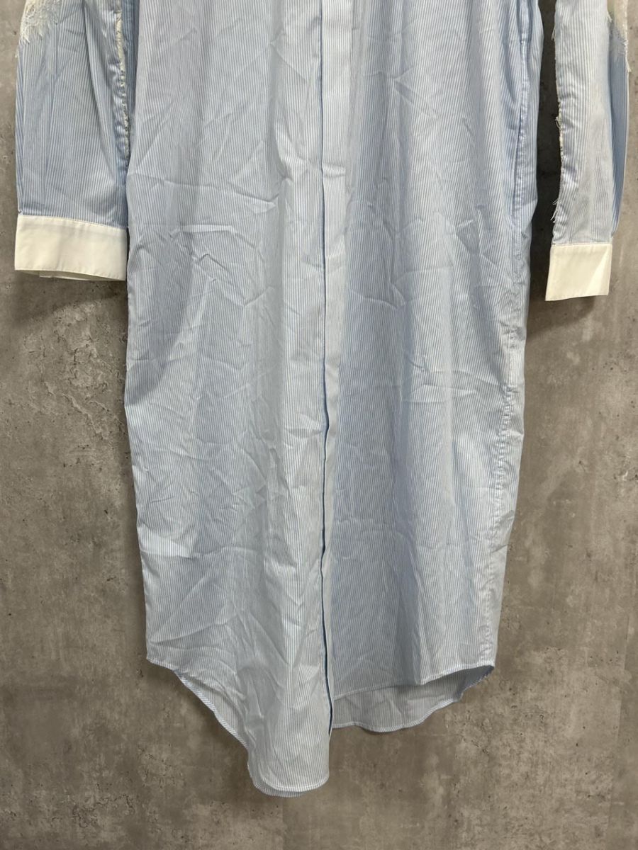 Adonisis アドニシス 長袖 レース ストライプ 花柄 ロング シャツ