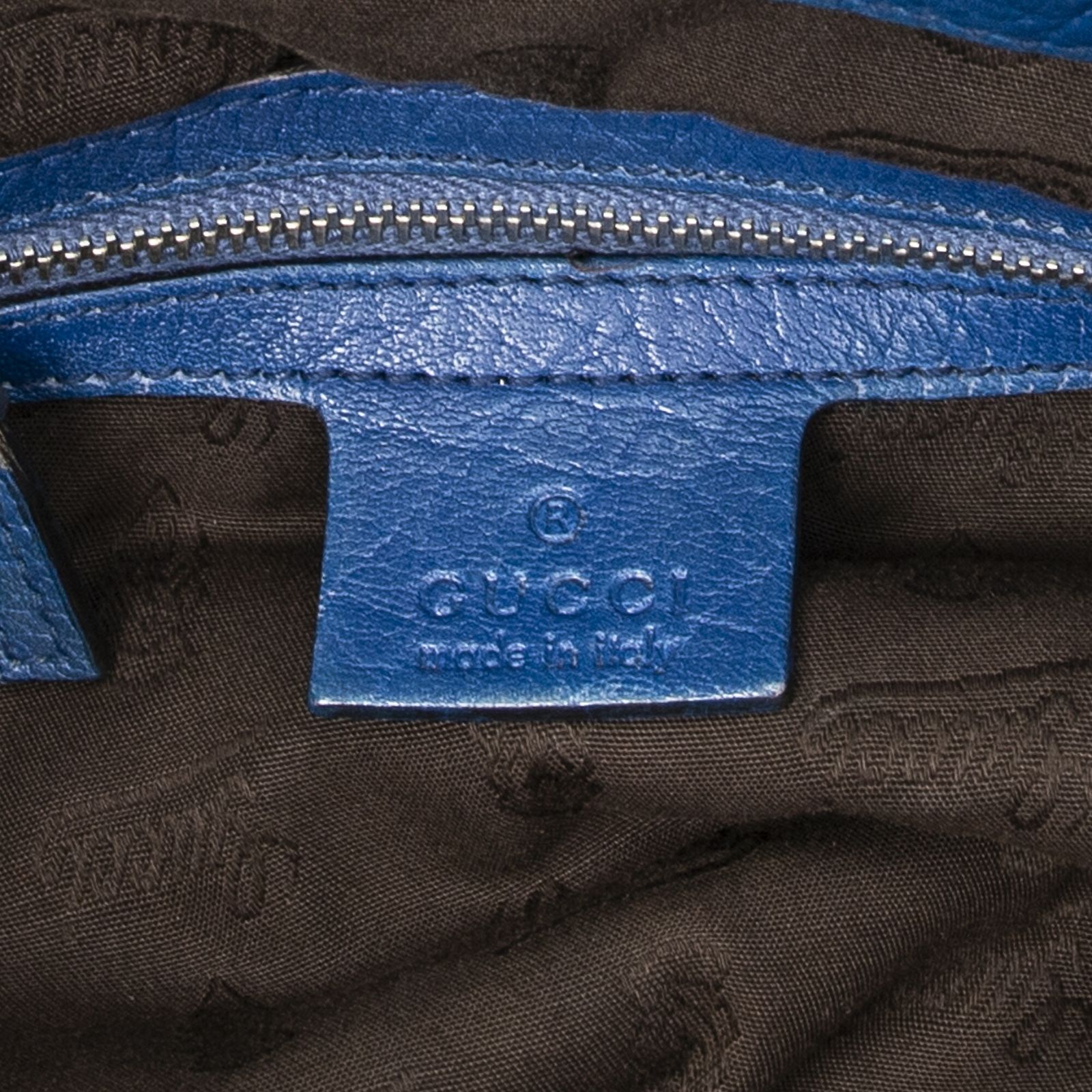 GUCCI グッチ大バンブーバーバストンロイヤルブルースパイクカーフスキンレザーA