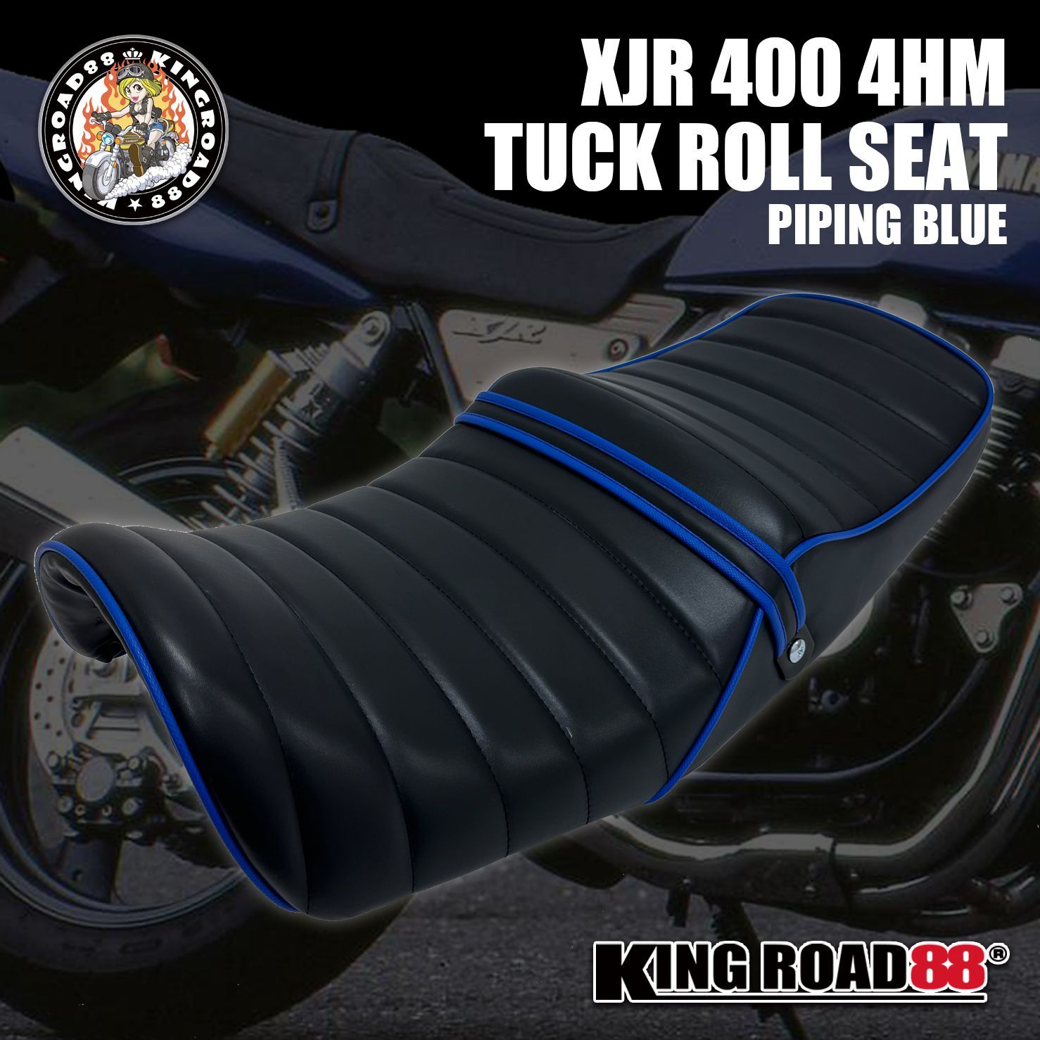 XJR400 前期 4HM KingRoad88 タックロールシート あんこ抜き ブルー