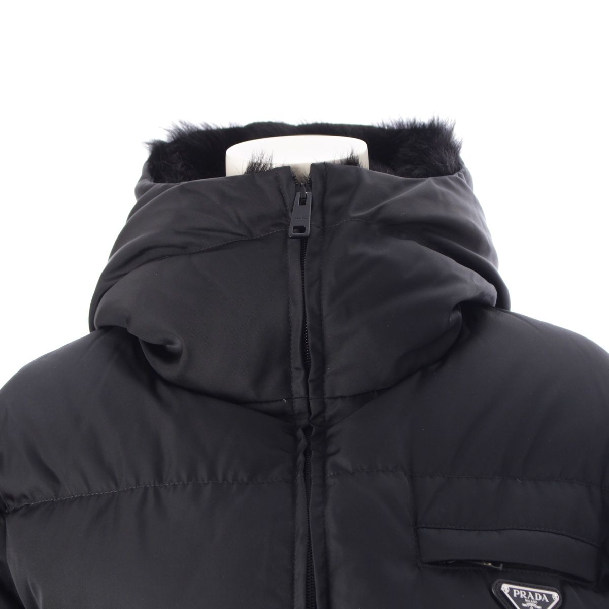 PRADA - プラダ 22AW  RE-NYLON リナイロン ギャバジンパファー RFID ダウンジャケット アウター 29X808 ブラック 36【中古】 プラダ 22AW RE-NYLON リナイロン ギャバジンパファー RFID