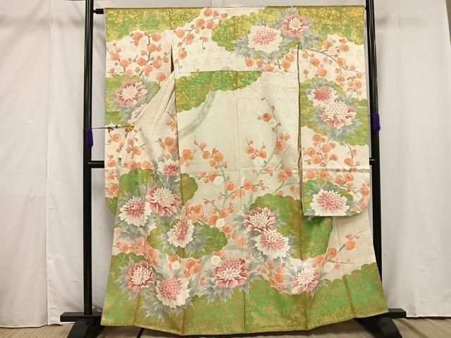平和屋着物○訪問着 駒刺繍 吉祥花松文 暈し染め 金彩 正絹