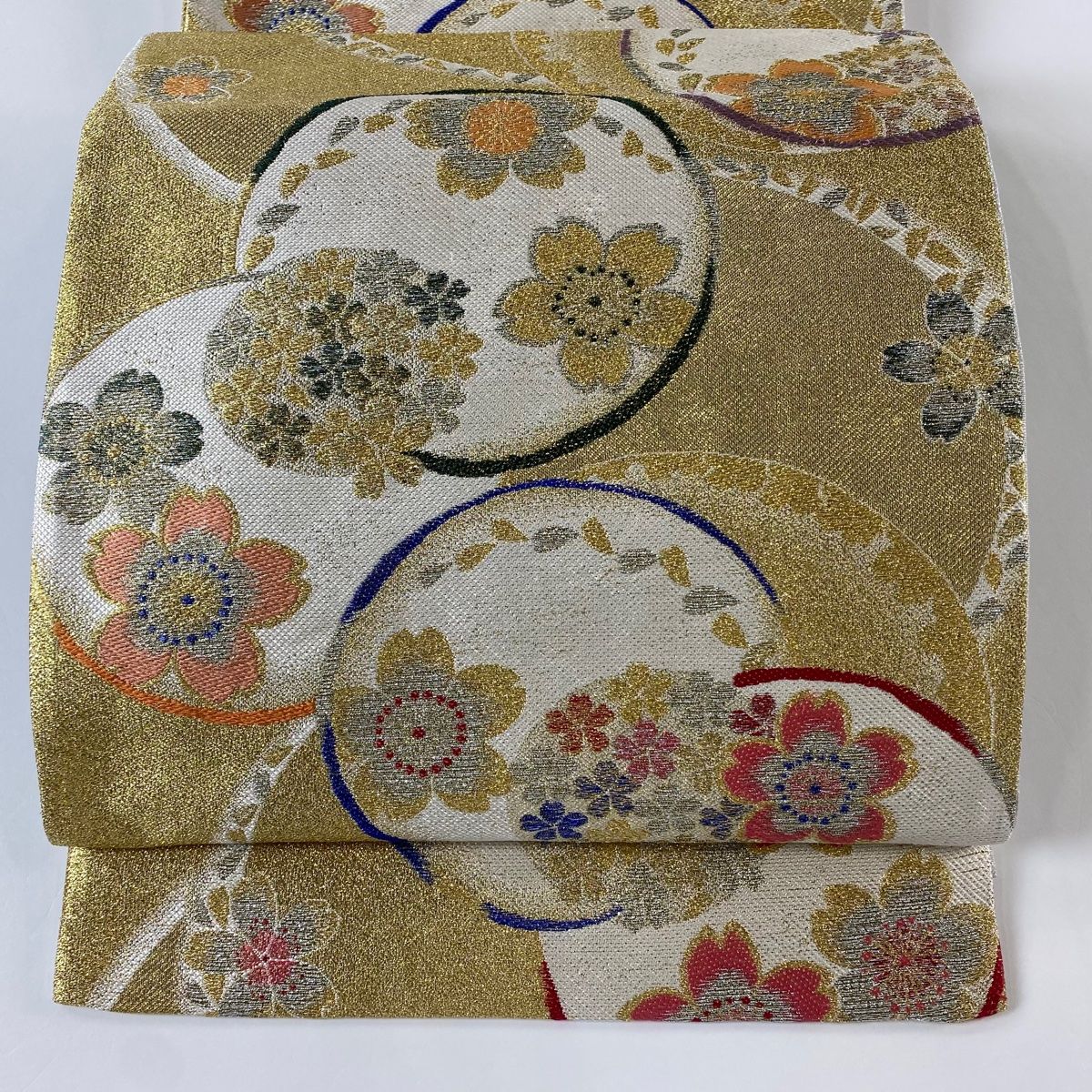 袋帯 秀品 桜 丸文 金糸 箔 金色 六通 正絹 【中古】 - メルカリ