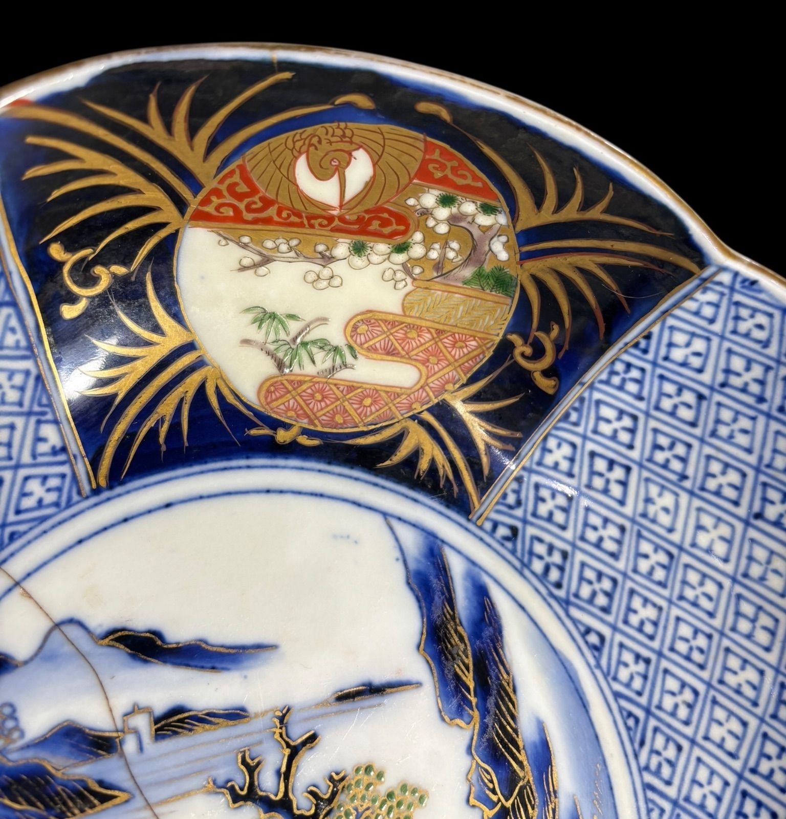 古伊万里 青磁柘榴図 大鉢 江戸期 希少 古伊万里 青磁柘榴図 大