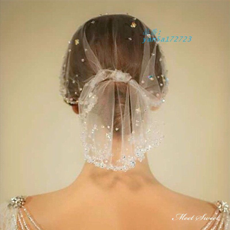 ウエディングベール ウェディングベール ショートベール ミニベール ウェディングハット ブライダル 花嫁 二次会 披露宴 結婚式 ホワイト米 前撮り yan5a172723