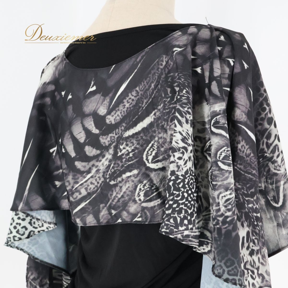 社交ダンス衣装】ブラック create-sun 上下セット 黒 無地 レース 社交