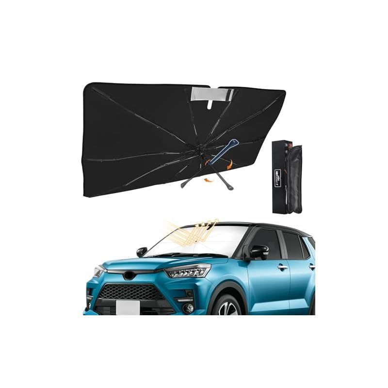 新型 ライズ A200系 傘型 サンシェード 専用 RAIZE A200A/A210A/A201A/A202A 車用サンシェード 車種専用設計 UVカット 紫外線対策 フロントガラス用 サンシェード 日よけ 遮光 遮熱 車中泊 仮眠 360回転可能 傘型 1