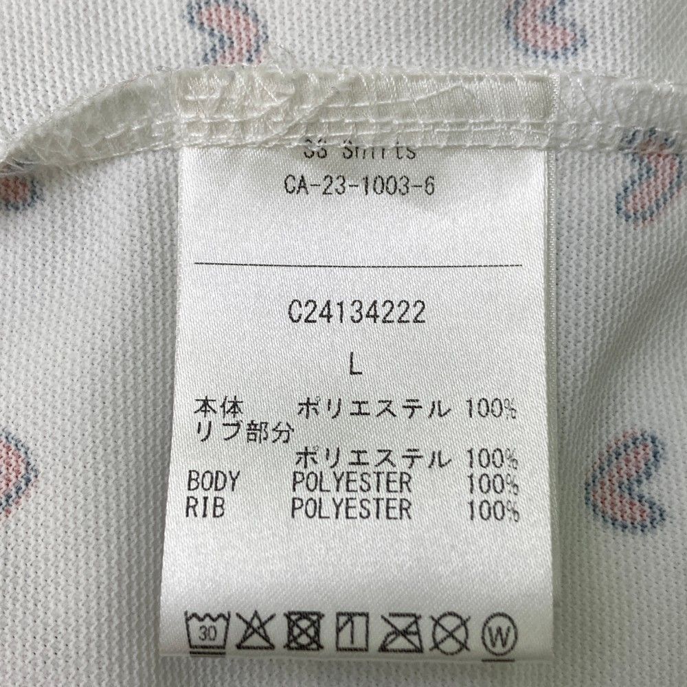 サイズ：L CALLAWAY キャロウェイ 2024年モデル 半袖ポロシャツ 刺繍 ハート 総柄 ホワイト系 [240101426301] ゴルフウェア レディース ストスト サイズ：L CALLAWAY キャロウェイ 2024年モデル 半袖ポロシャツ