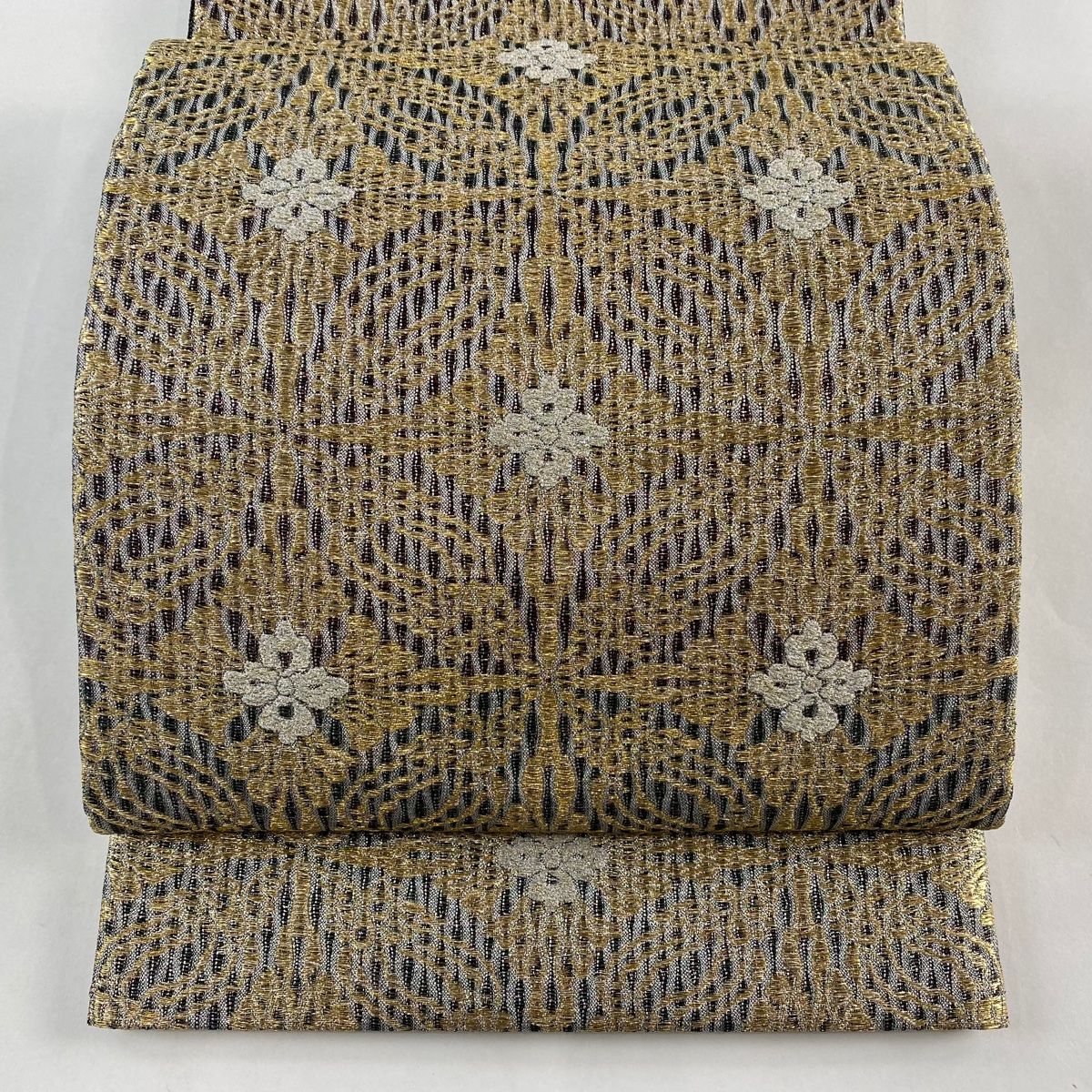 袋帯 美品 着る 逸品 誉田屋源兵衛 落款 七宝 金銀糸 黒 六通 正絹 【 