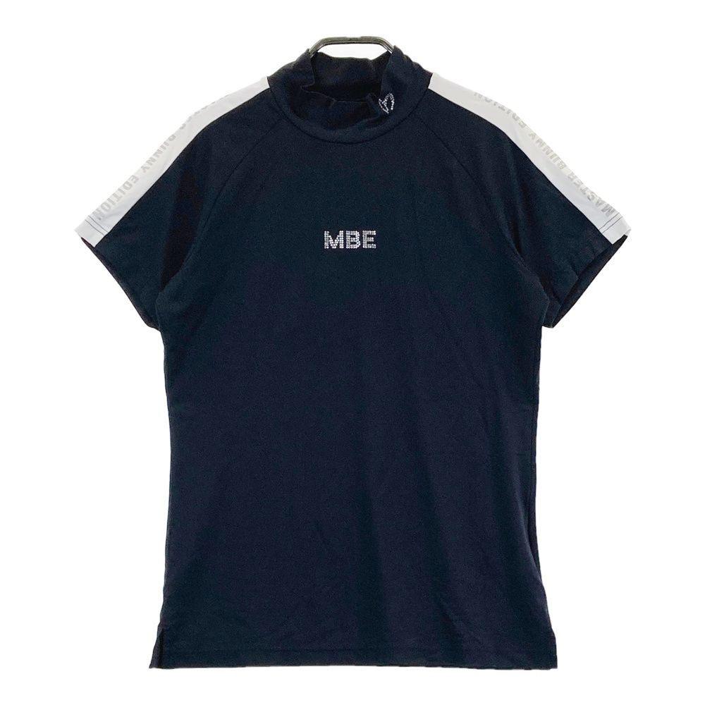 サイズ：2 MASTER BUNNY EDITION マスターバニーエディション 2023年モデル ハイネック 半袖Tシャツ ラインストーン  ネイビー系 [240101469400] ゴルフウェア レディース ストスト サイズ：2 MASTER BUNNY EDITION マスターバニーエディション