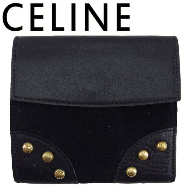 セリーヌ CELINE 二つ折り財布 ブラック×ゴールド レディース