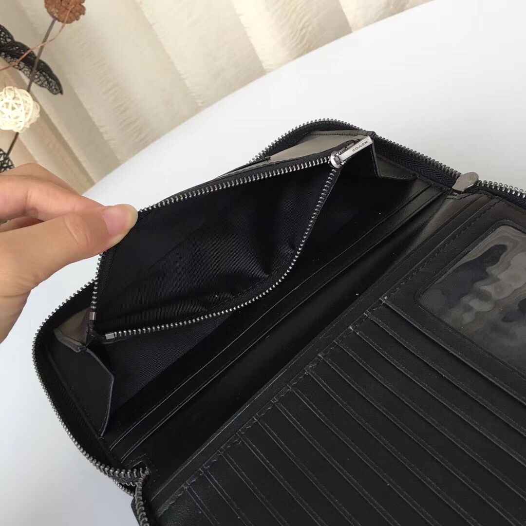 COACH コーチ財布 F93425 ブラック ダブルジップ オーガナイザー セカンドバッグ メンズ長財布 小銭入れあり アウトレット品 - メルカリ