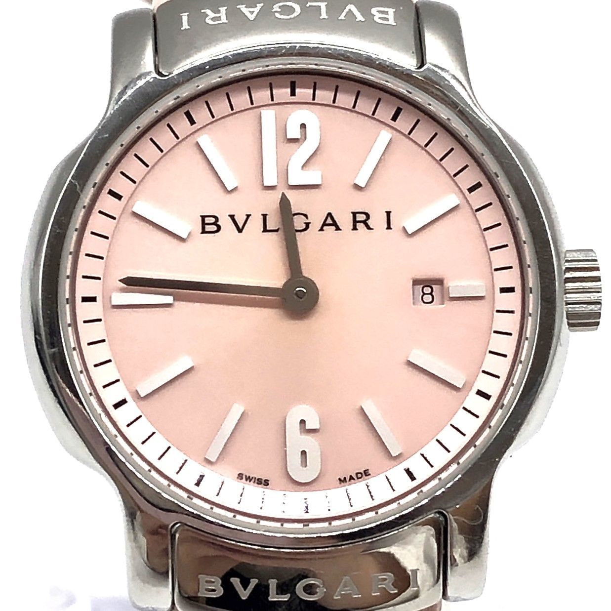 【ジャンク品】ブルガリ ソロテンポ ST29S デイト クォーツ BVLGARI ☆BVLGARI ブルガリ ソロテンポ ST29S クオーツ デイト ピンク