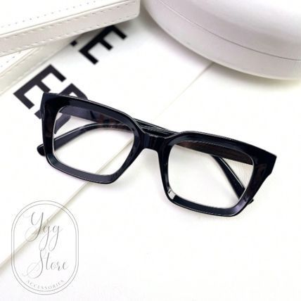 ファッション・伊達メガネ ブラック スクエアフレーム 極太フレーム 黒縁 スクエア 伊達メガネ サングラス 黒×クリア