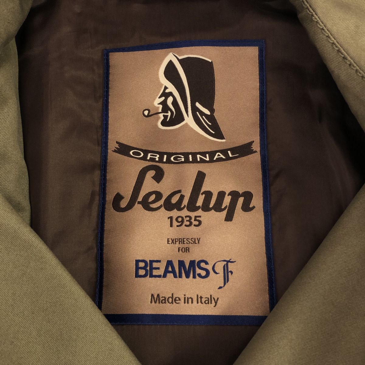 Sealup × BEAMS F シーラップ × ビームスエフ サイズ42 別注 ベルテッドコート トレンチコート カーキ イタリア製 - メルカリ