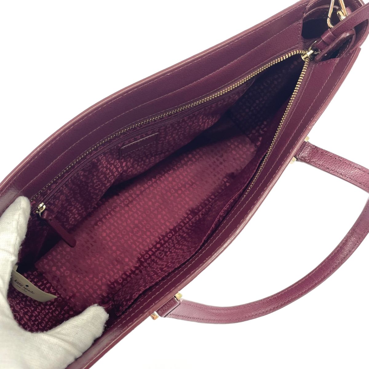 新品保管 kate spade ケイトスペード 2way ハンドバッグ レザー Kate spade ケイトスペード 2WAYバッグ レザー ボルドー
