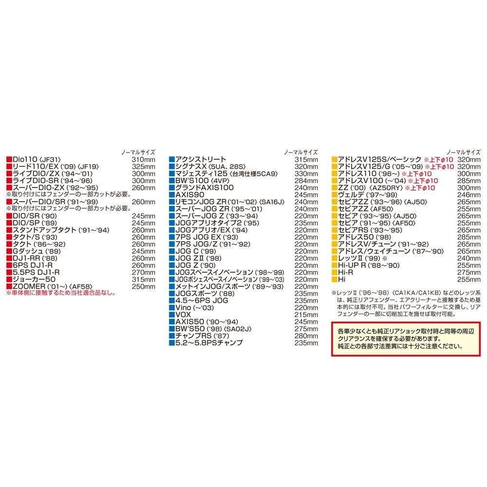 新着商品 バイク用 リアサスペンション デイトナ Daytona 汎用 原付 取付長285mm 街乗り設定 ユニバーサルリアショック ブラックスプリング 73539 LAWEED_CL