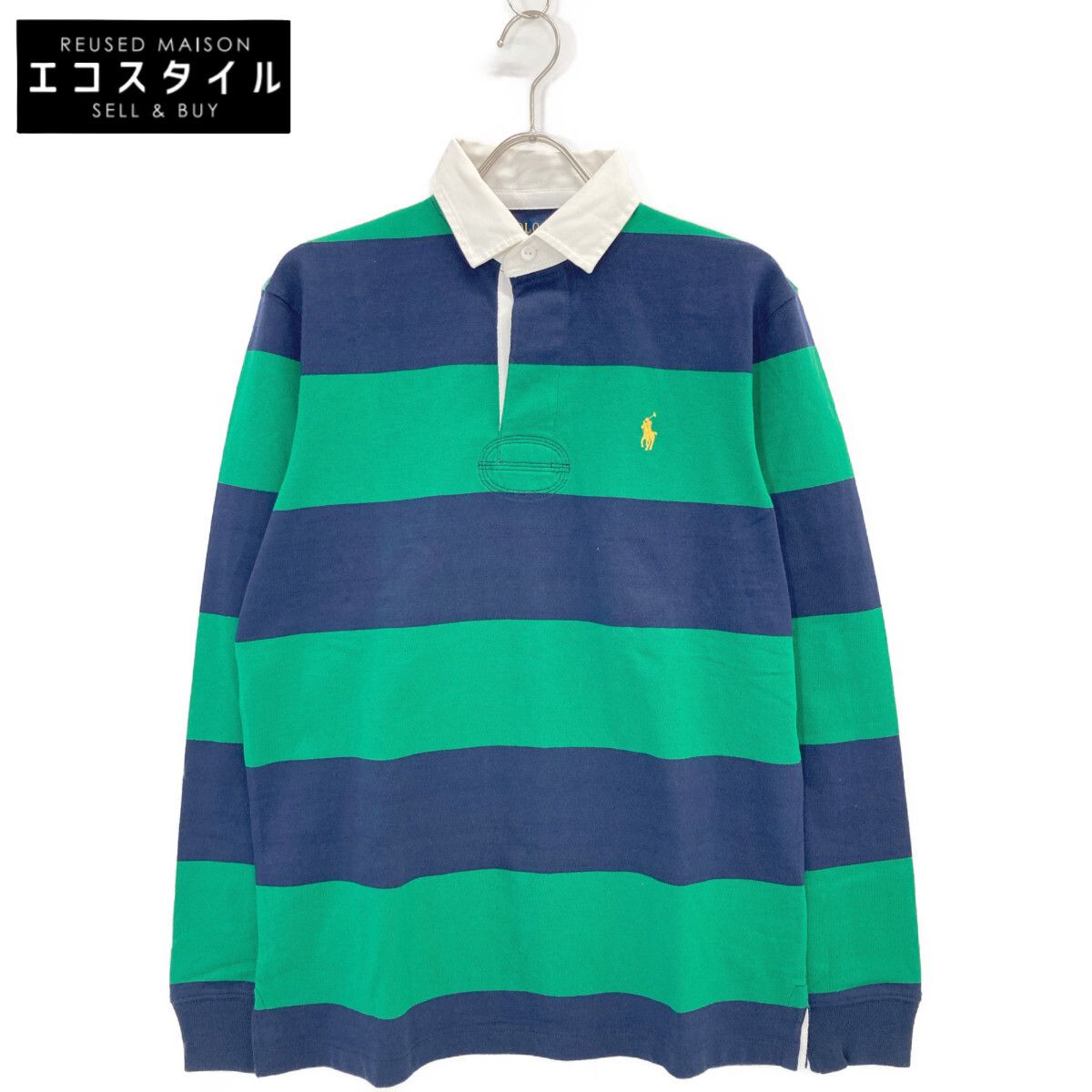 POLO RALPH LAUREN ポロ ラルフローレン ﾈｲﾋﾞｰ×ｸﾞﾘｰﾝ ﾗｶﾞｰﾎﾟﾛｼｬﾂ S
