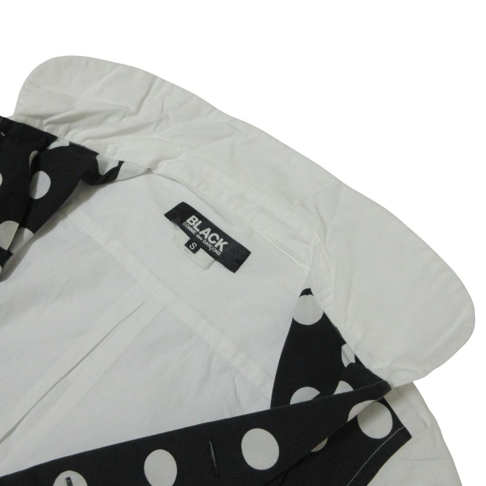 良品 BLACK COMME des GARCONS ブラックコムデギャルソン ドット柄 長袖 ドッキングシャツ S ホワイト×ブラック レディース 古着 中古 良品 BLACK COMME des GARCONS ブラックコムデギャルソン ドット