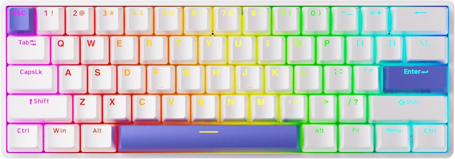 最短当日発送 DrunkDeer G60 ラピッドトリガー メカニカルゲーミングキーボード TKL 磁気スイッチキーボード RGB PBT キーキャップ コンパクト 60%レイアウト 61キー USB有線 ホワイト