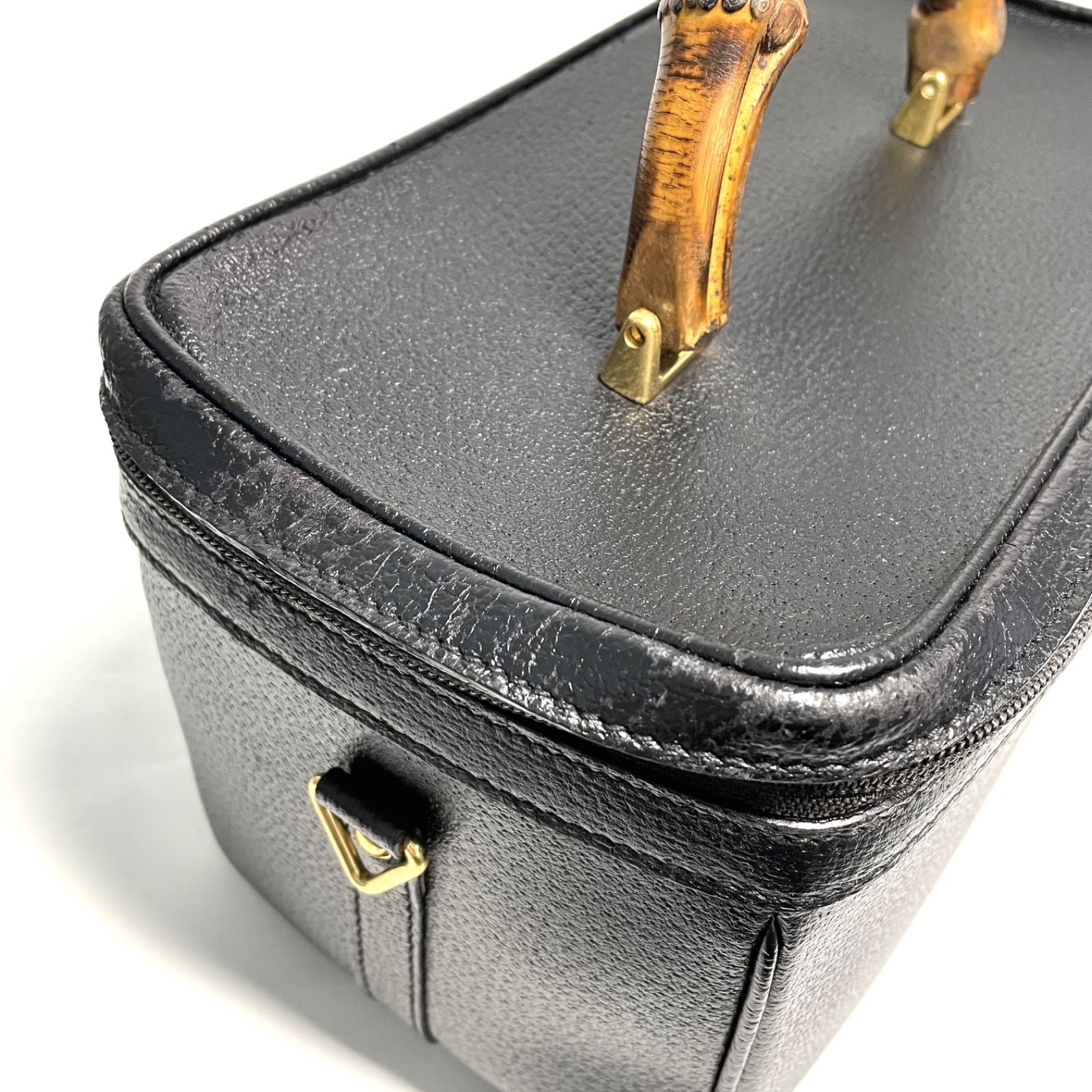 GUCCI グッチ バンブー レザー バニティ ハンドバッグ コスメバッグ 