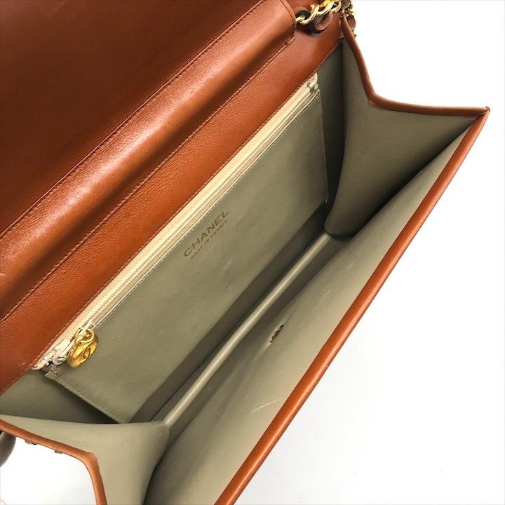 良品 CHANEL シャネル ココマーク プッシュロック カーフスキン チェーン ショルダー バッグ ブラウン レディース ブランド 鞄 a8589 良品 CHANEL シャネル ココマーク プッシュロック カーフスキン