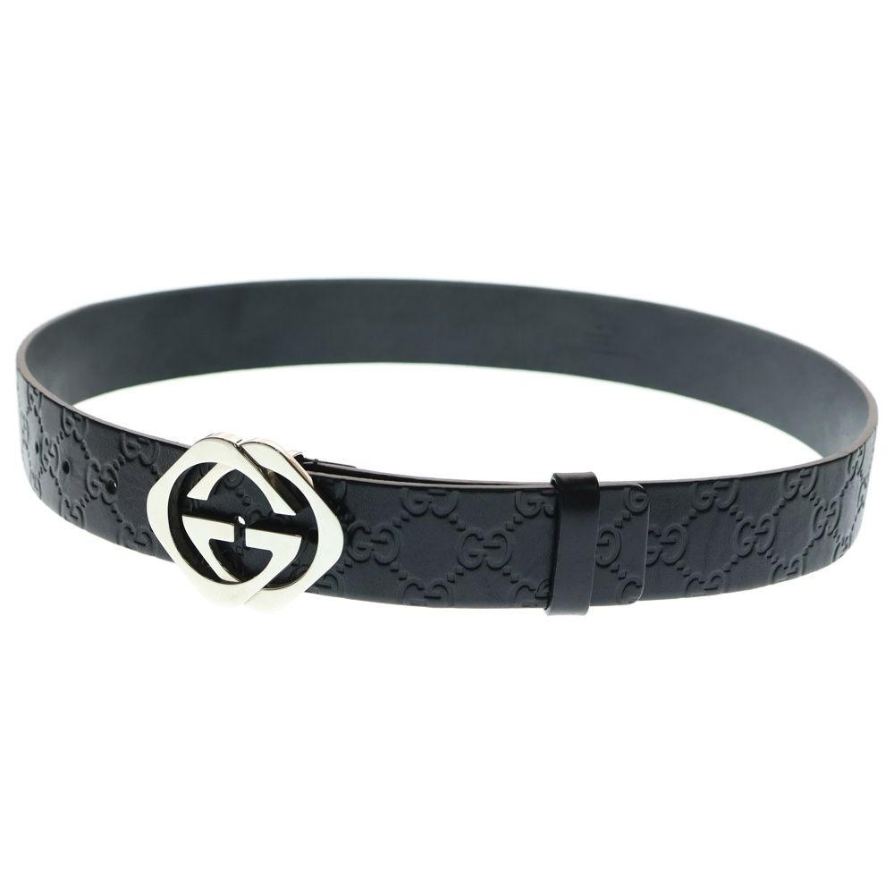 GUCCI グッチ グッチシマ GG レザーベルト インターロッキングバックル ブラック 182320