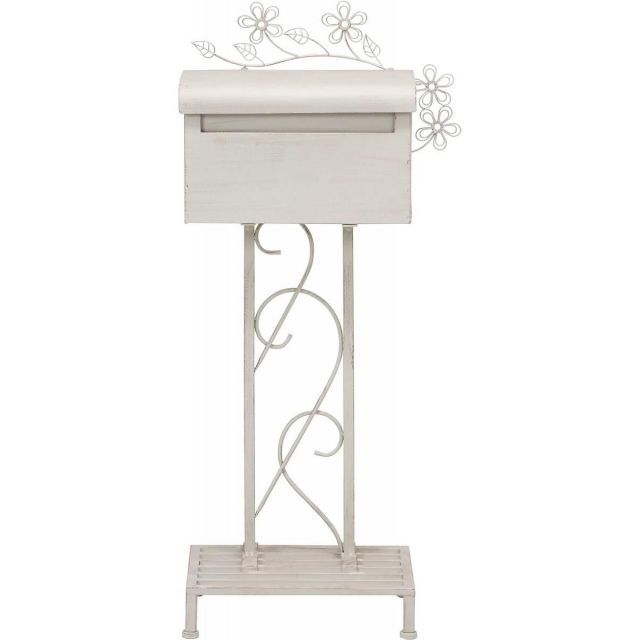 不二貿易 郵便ポスト ホワイト ポスト アンティーク調 viora 郵便受け メールボックス 置き型 棚付き 38176