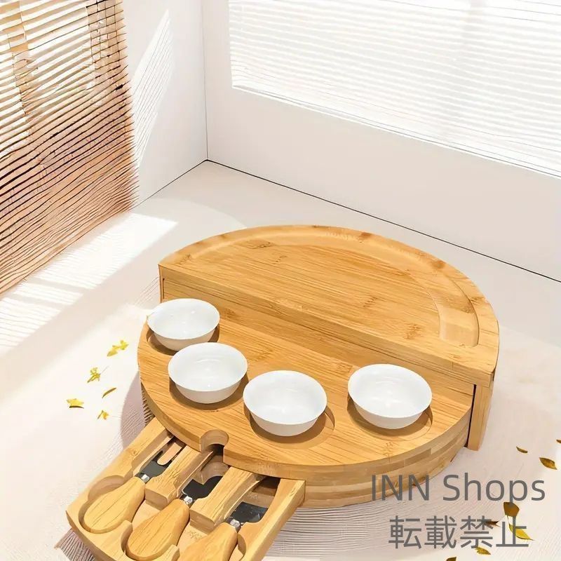 多機能竹製チーズボードセット