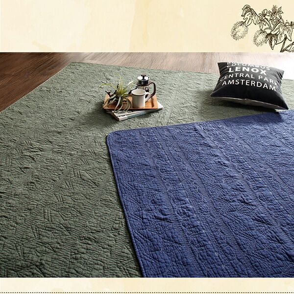 ラグにもピッタリのサンドウォッシュキルトマルチカバー 130×185cm