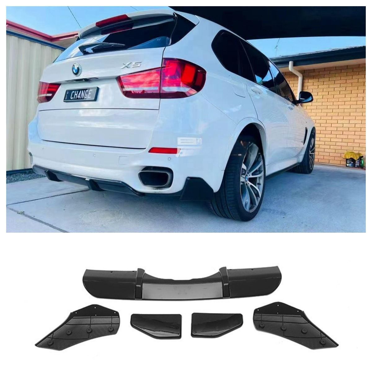 カー用品 メンズ 外装 BMW X5 F15 2013-2019用 MPスタイル リアディフューザー リアスポイラー ピアノブラック ABS製 MT車対応