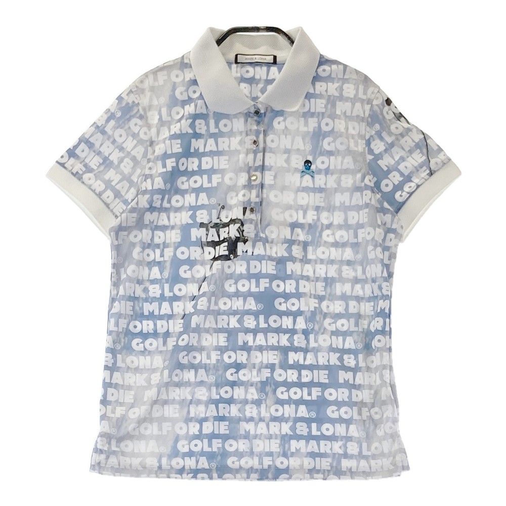 【美品】マークアンドロナ ポロシャツ レディース38 ゴルフウェア 総柄 MARK&LONAマークアンドロナ ポロシャツレディース38 ゴルフ