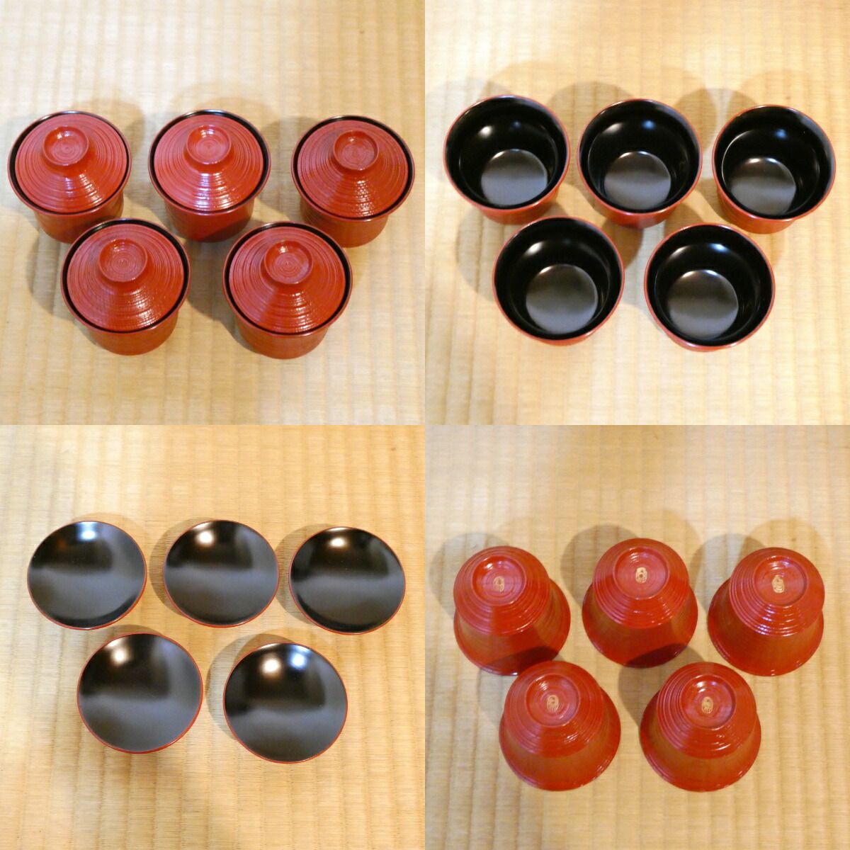 朱煮物椀十客揃と象彦作 朱千筋箸洗五客