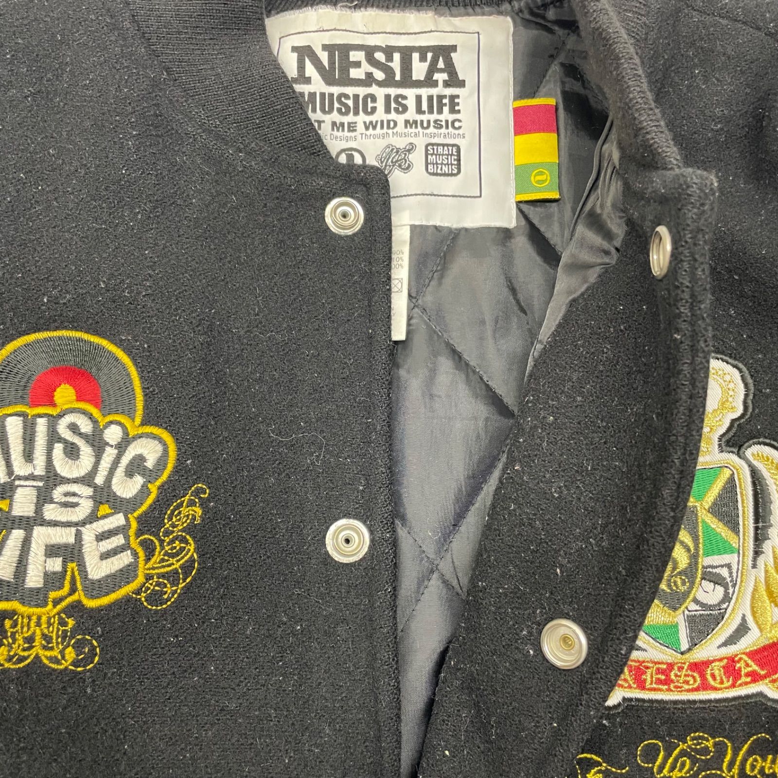 NESTA ネスタ 袖レザー 刺繍ロゴ スタジャン オールド ビンテージ 