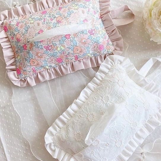 フリルティッシュボックスカバー　ハンドメイド.:*♡ フリルティッシュカバー♡ハンドメイド フリルティッシュボックス