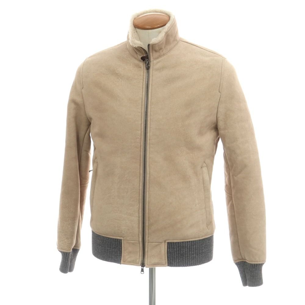 新品】バルバ BARBA ムートンレザー ジップアップブルゾン ベージュ