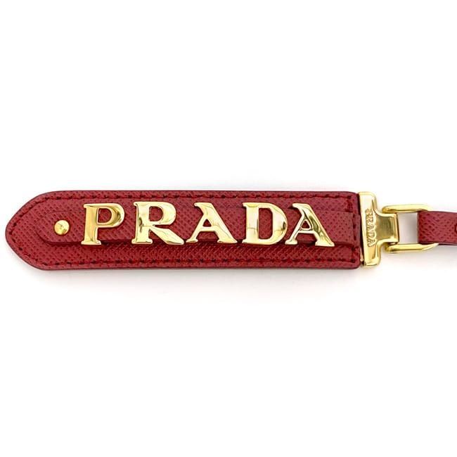 PRADA 付属品付き　サフィアーノ キーリング　キーホルダー　赤　レッド プラダ ロゴ キーリング レッド サフィアーノ 1PP067 美品