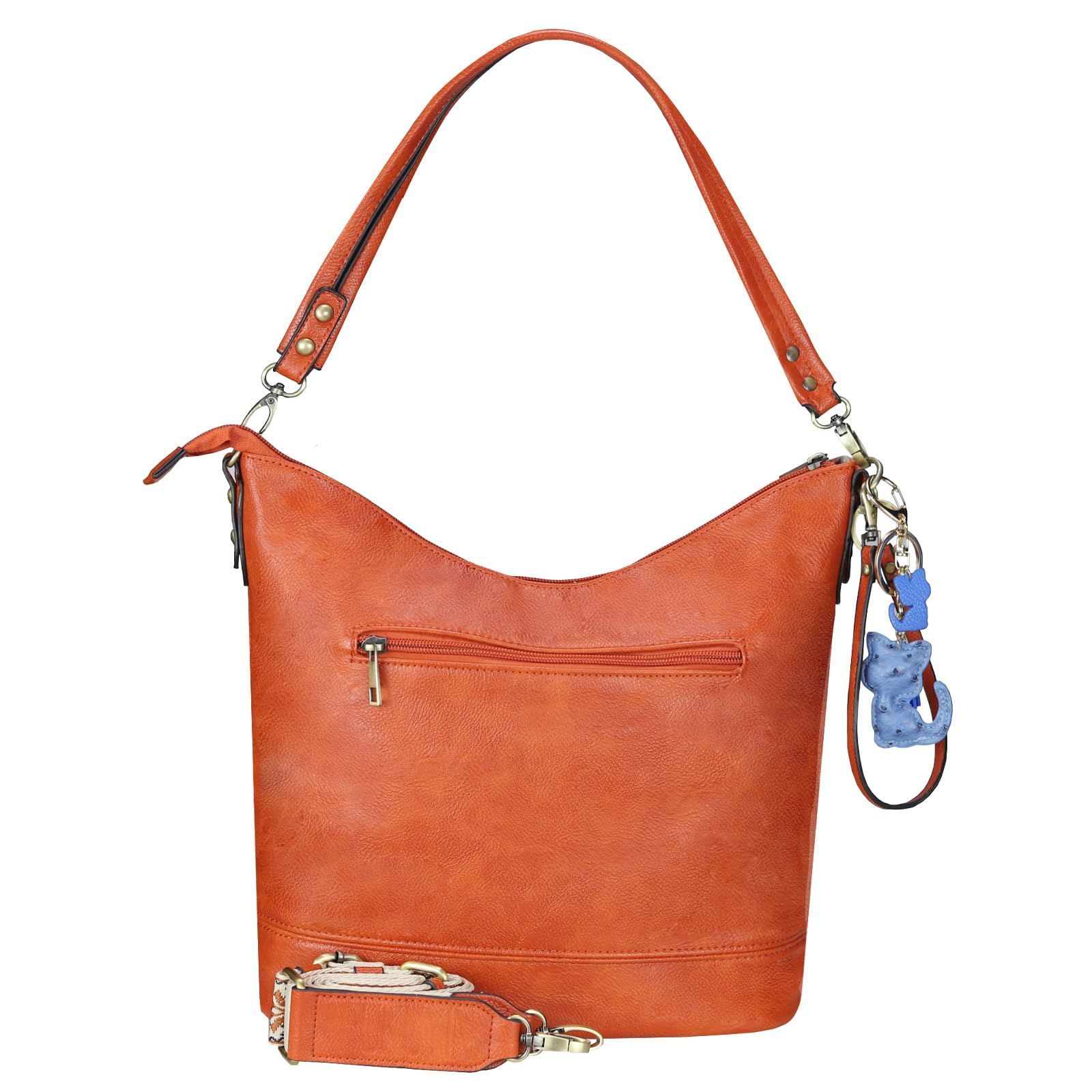 Color new オレンジ FUKUYIN ショルダーバッグ レディース 3WAY レザー トートバッグ 鞄 レディース 大容量 肩掛け 斜め掛けバッグ 3本ストラップ 付き おしゃれ シンプル 軽量 通勤 通学 ギフト new オレンジ