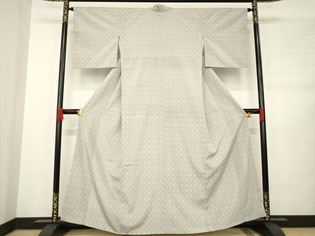 平和屋着物 本塩沢 110亀甲 市松文 正絹 AABB5473ck