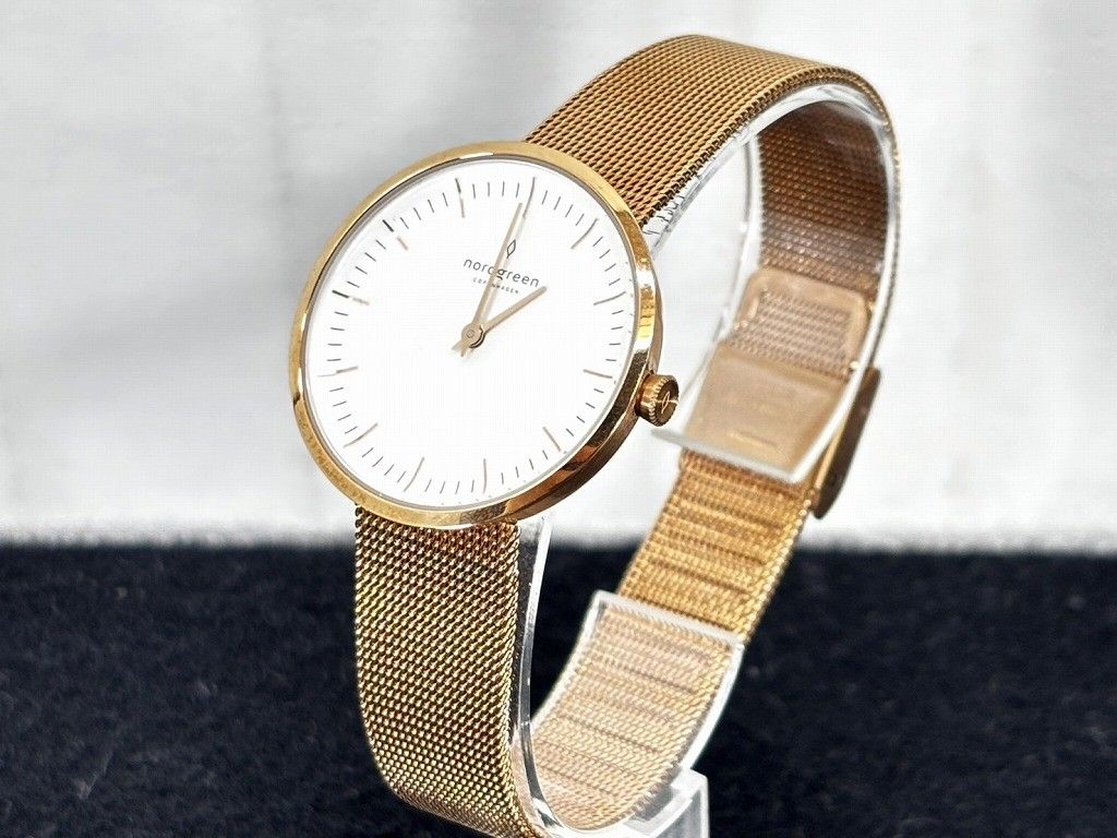 新品】nordgreen ユニセックス シルバー シンプルメッシュウォッチ 新