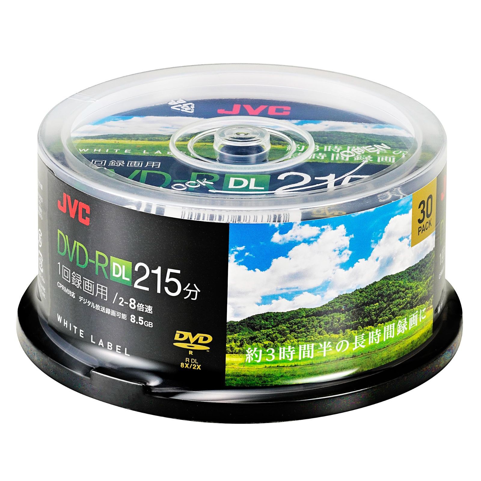 ビクター(VICTOR) JVC 1回録画用 -R DL 215分 片面2層 2-8倍速 30枚 ホワイトディスク VHR21HP30SC2