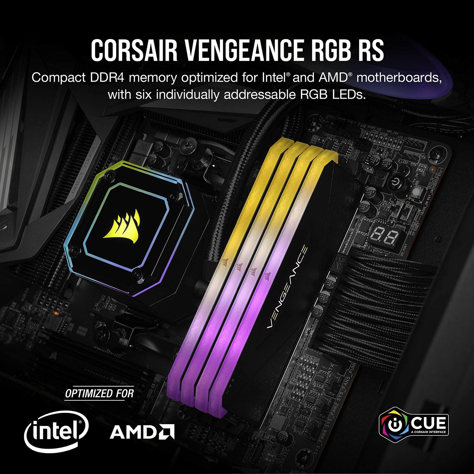 CORSAIR DDR4-64GB 3600MHz CL18 デスクトップPC用メモリ VENGEANCE RGB RS 64GB 32GB×2枚 CMG64GX4M2D3600C18