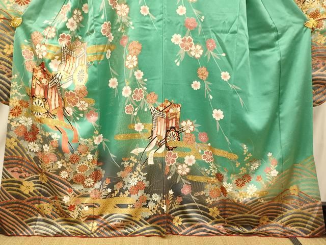 振袖＊ 正絹 吉祥花文 暈し染め 金銀彩 平和屋着物□豪華