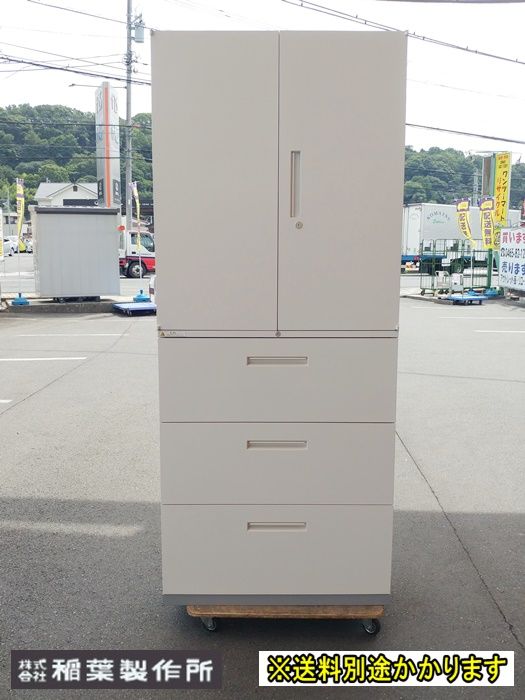一部地域 稲葉製作所 書庫上下セット 上両開き下ラテラル ホワイト F-HB-533-0820A