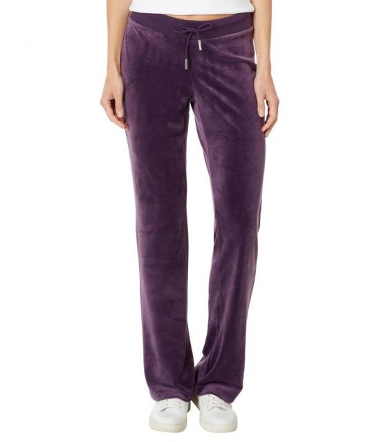 【送料無料】 ジューシークチュール レディース カジュアルパンツ ボトムス Solid Rib Waist Velour Pant W/Drawcord Plum