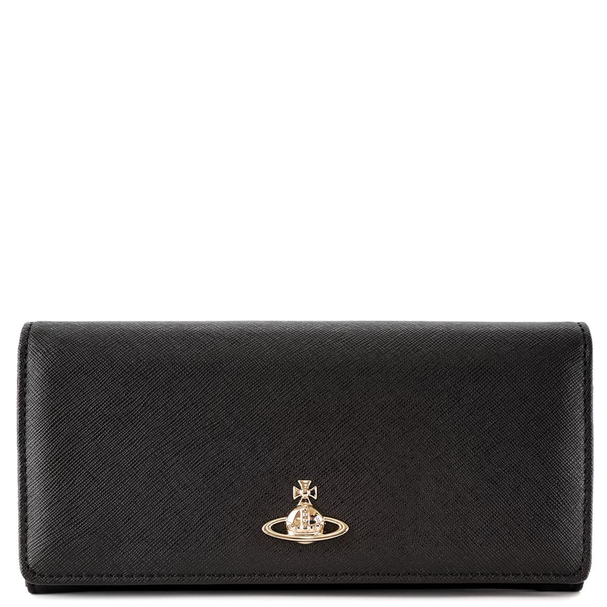 Vivienne Westwood ヴィヴィアンウエストウッド 2023年-2024年秋冬新作 長財布 51040027 L001N SAFFIANO CLASSIC CREDIT CARD WALLET レディース 女性 オーブ N403PF BLACK