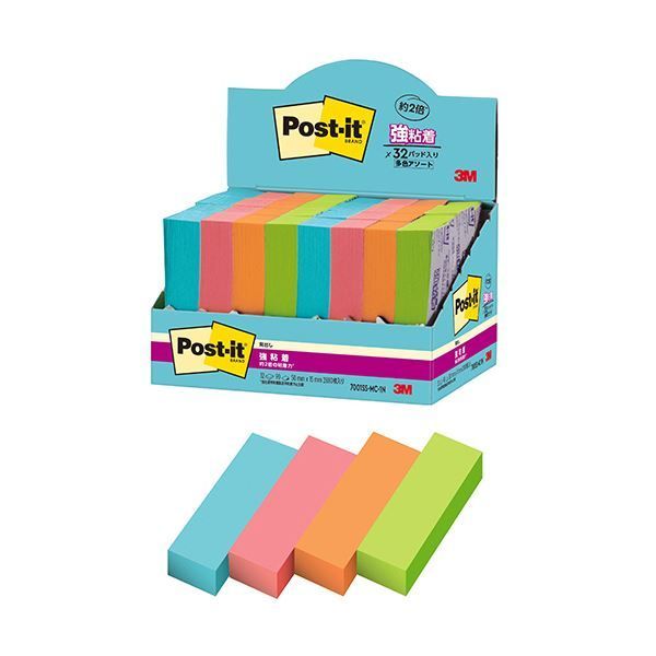 まとめ 3Mポスト イット 強粘着見出し マルチ 1 50×15mm 4色 7001SS-MC-1N 1パック 32冊 ×3セット